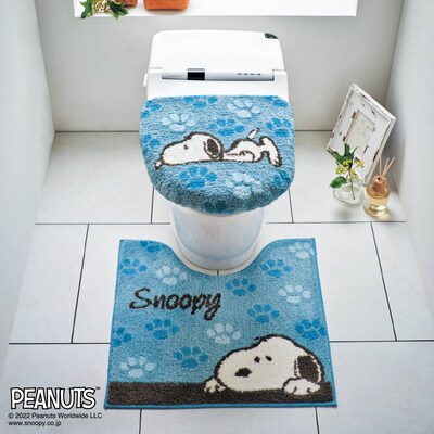 【ピーナッツ/PEANUTS】足跡柄のトイレマット・フタカバー(単品・セット)「スヌーピー」