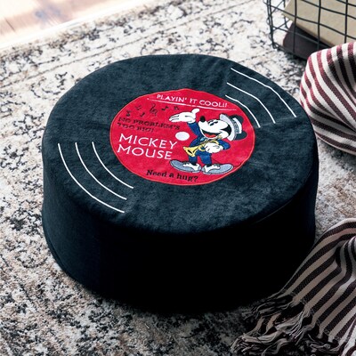 【ディズニー/Disney】レコードみたいなあぐらクッション「ミッキーマウス」