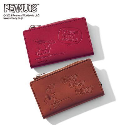 【ピーナッツ/PEANUTS】栃木レザー製小銭入れ付きキーケース[日本製]「スヌーピー」