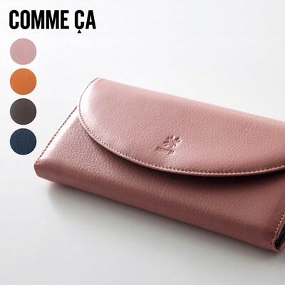 【コムサ/COMME CA】本革かぶせラウンドファスナー長財布